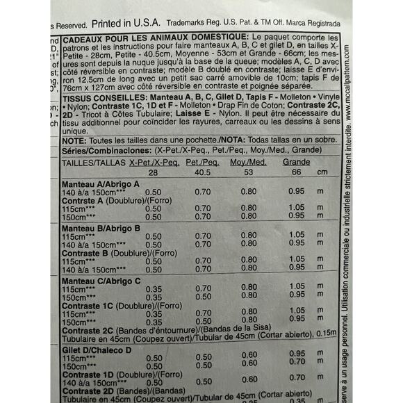 McCalls 4648 dog vest leash pouch mat pattern - Picture 5 of 6